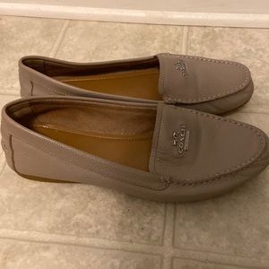 Coach Opal Pebbled Leather Beige Loafers Flats